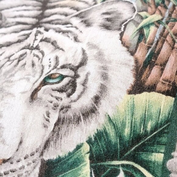 Vintange White Tiger Decorative Throw Pillow With Tropical Design & Intricate B - Picture 4 of 8